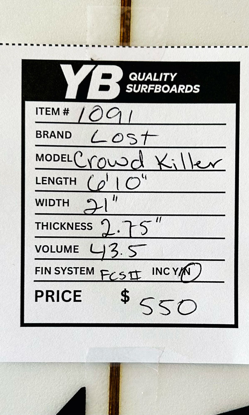 Lost 6'10" 43.5L Crowd Killer Used Surfboard