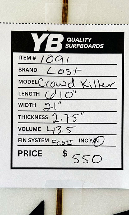Lost 6'10" 43.5L Crowd Killer Used Surfboard