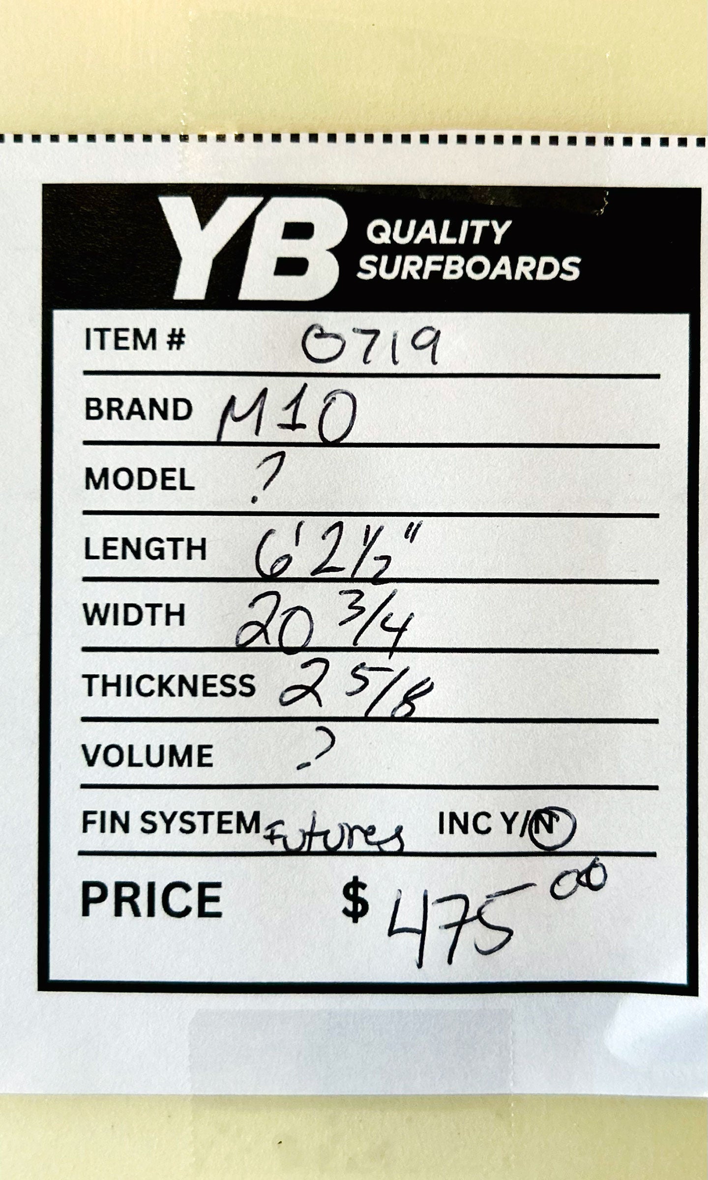 M10 6'2.5" Magic Carpet Used Surfboard