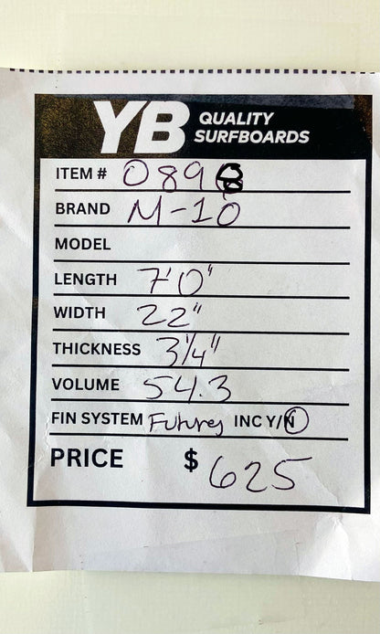 M10 7'0" 54.3L Used Big Guy Surfboard