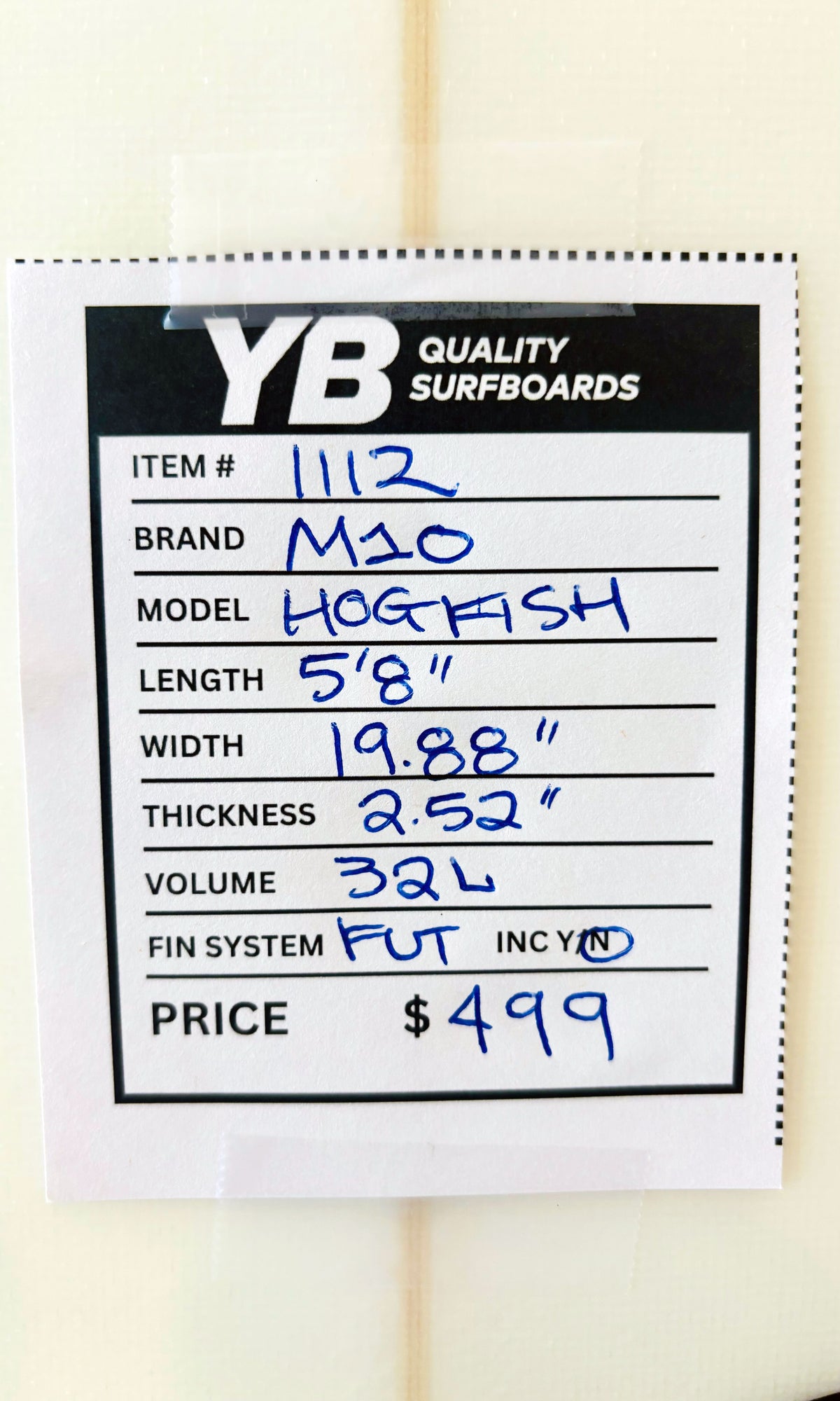M10 5'8" 32L Hogfish Used Surfboard