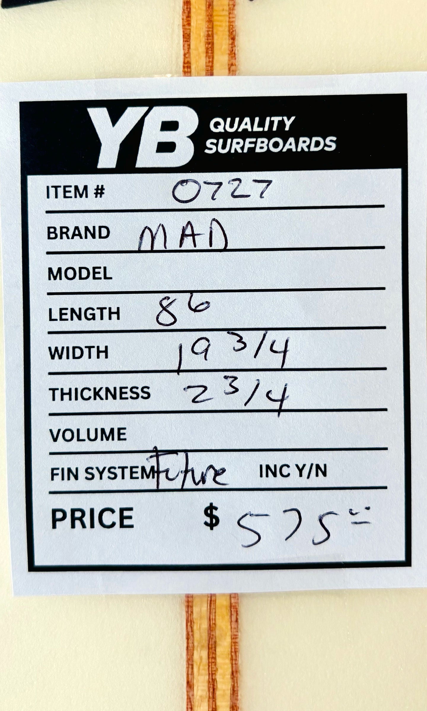 Mad 8'6" Gun Used Surfboard