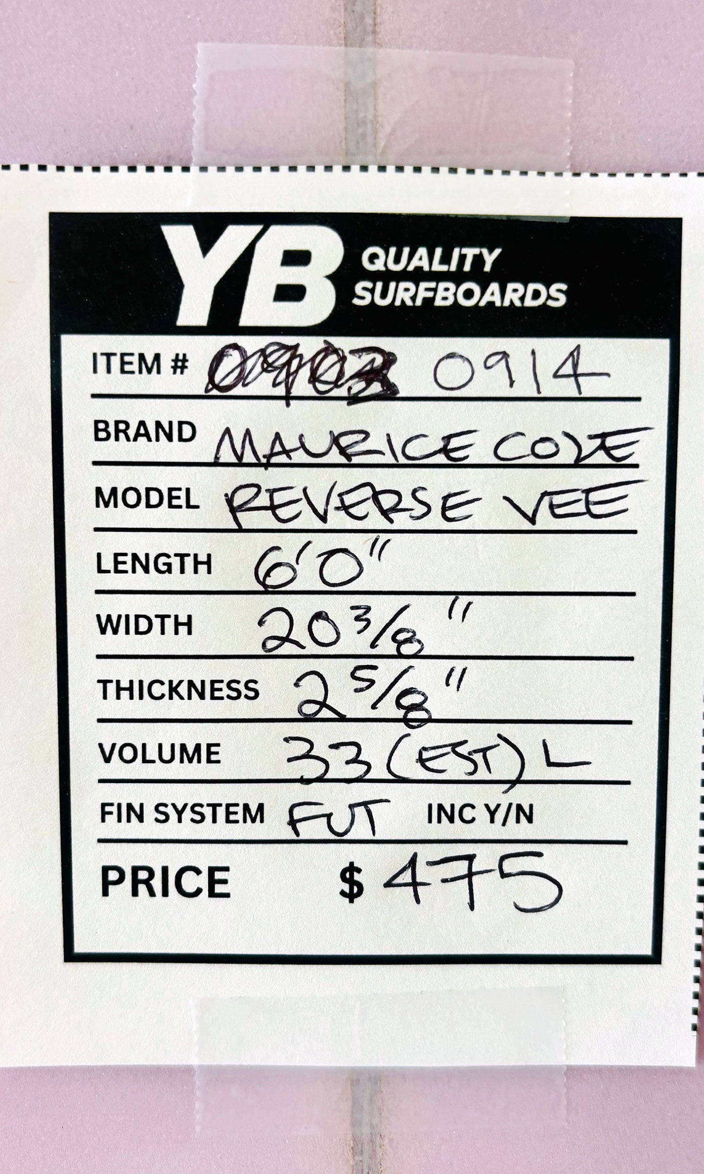 Maurice Cole 6'0" 33L Reverse Vee Used Surfboard