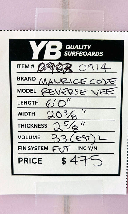 Maurice Cole 6'0" 33L Reverse Vee Used Surfboard