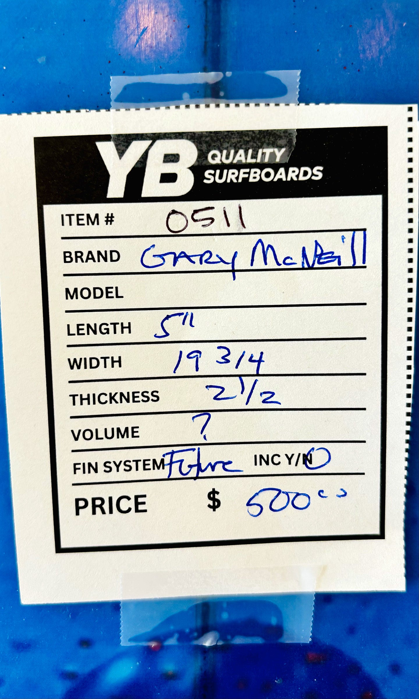 Gary McNeill 5'11" 30L Surfboard