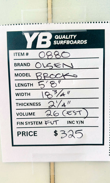 Olsen 5'8" 26L Brock Johnson Model Used Surfboard
