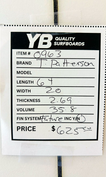 Patterson 6'4" 35.8L Used Surfboard