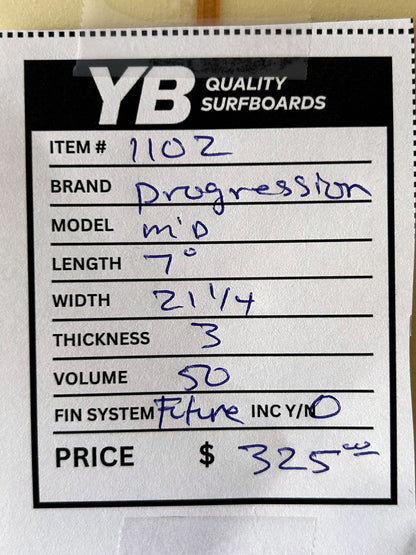 Progression 7'0" 50L Mid Length Used Surfboard