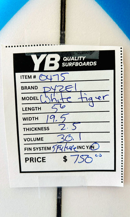 Pyzel 5'6" 30.1L White Tiger Surfboard
