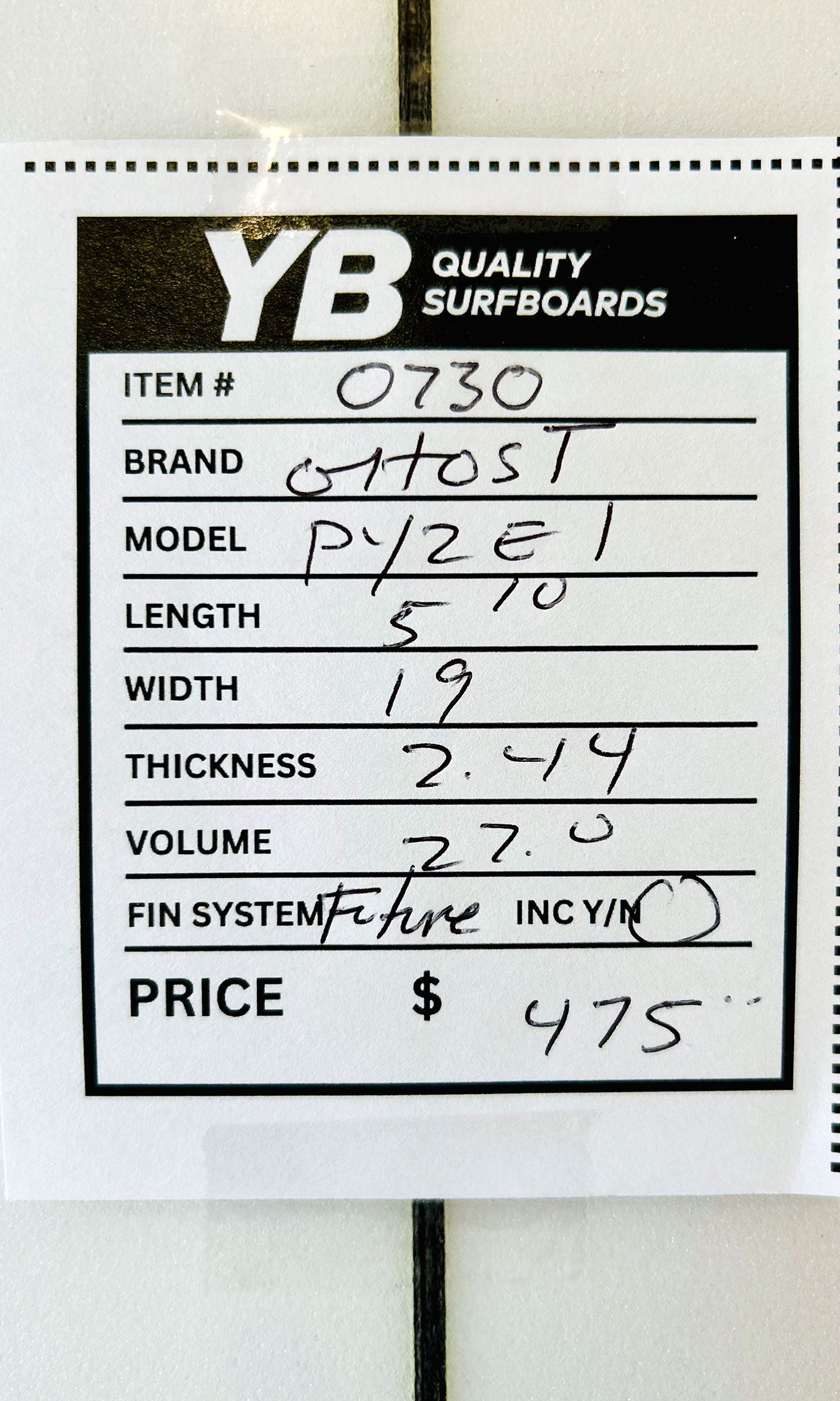 Pyzel 5'10" 27L Ghost Used Surfboard