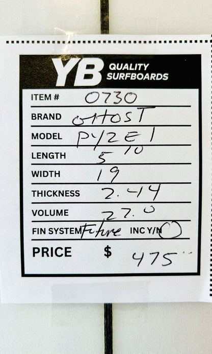 Pyzel 5'10" 27L Ghost Used Surfboard
