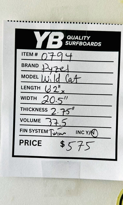 Pyzel 6'2" 37.5L Wildcat Used Surfboard