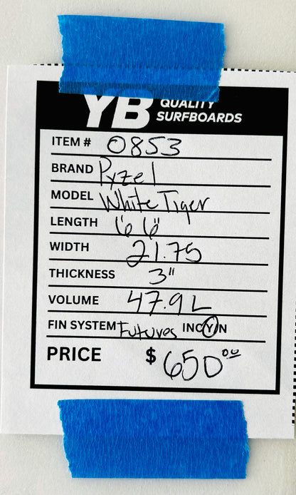 Pyzel 6'6" 48L White Tiger Used Surfboard
