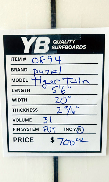 Pyzel 5'6" 31L Tiger Twin Used Surfboard