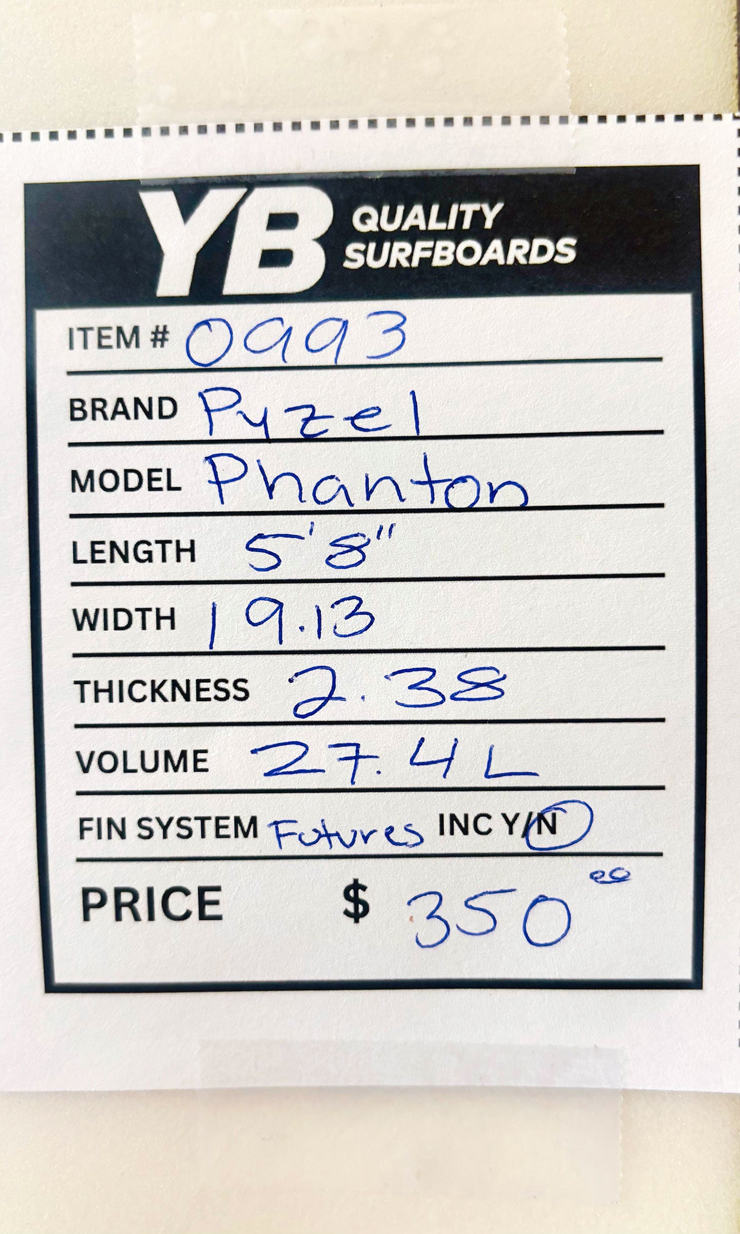 Pyzel 5'8" 27.4L Phantom Used Surfboard