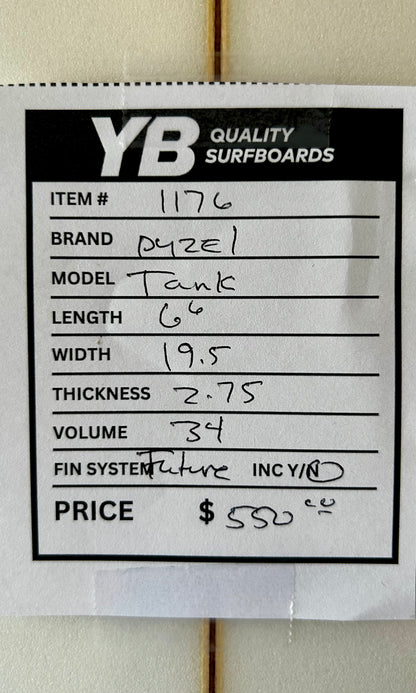 Pyzel 6'6" 34L Tank Used Surfboard