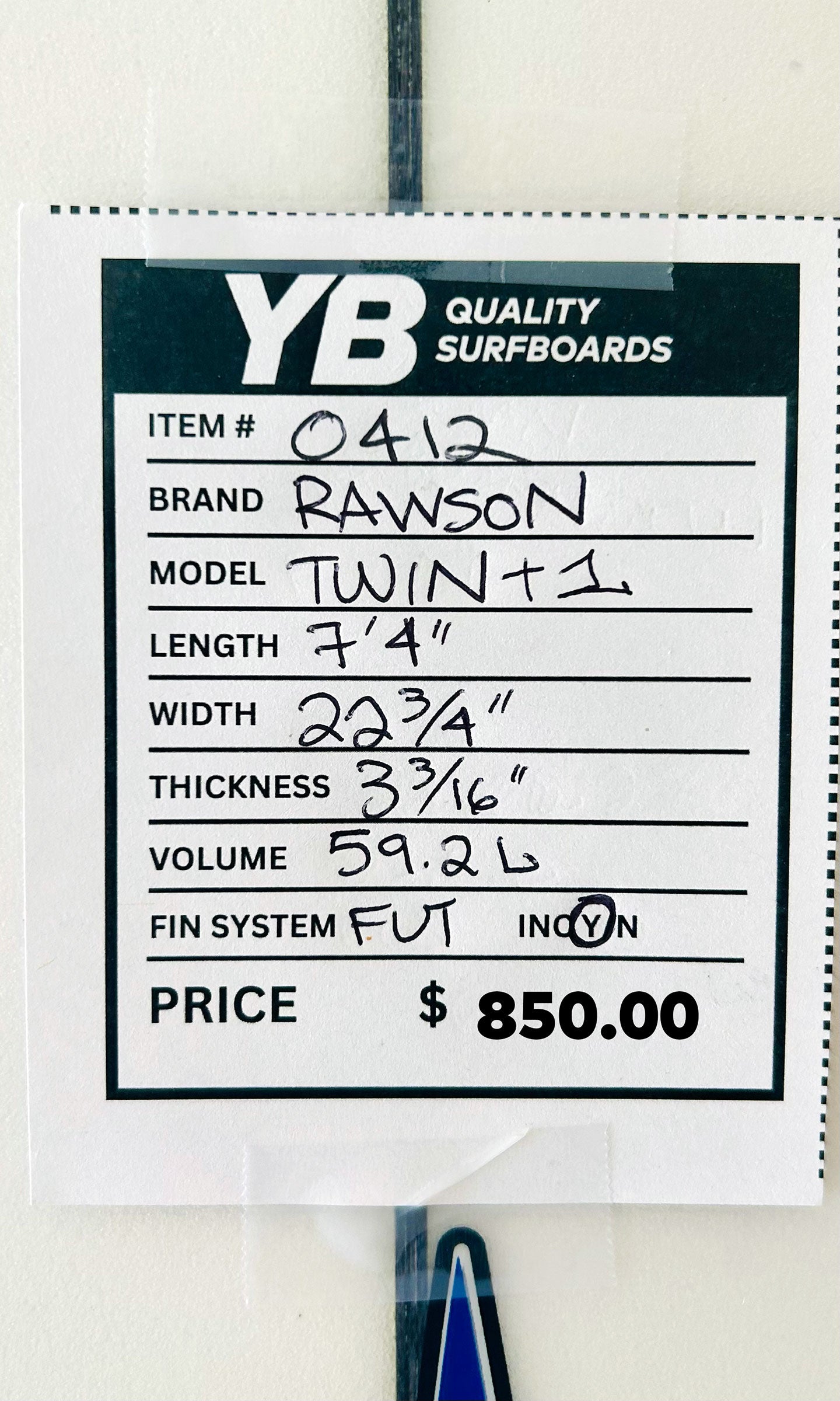Rawson 7'4" 59.8L Big Guy Twin Fin