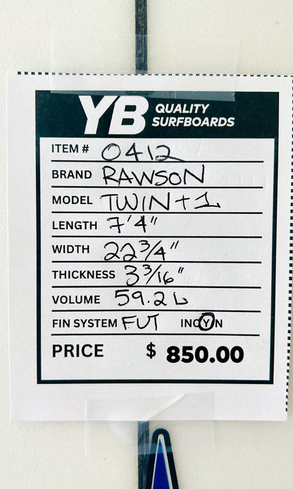 Rawson 7'4" 59.8L Big Guy Twin Fin