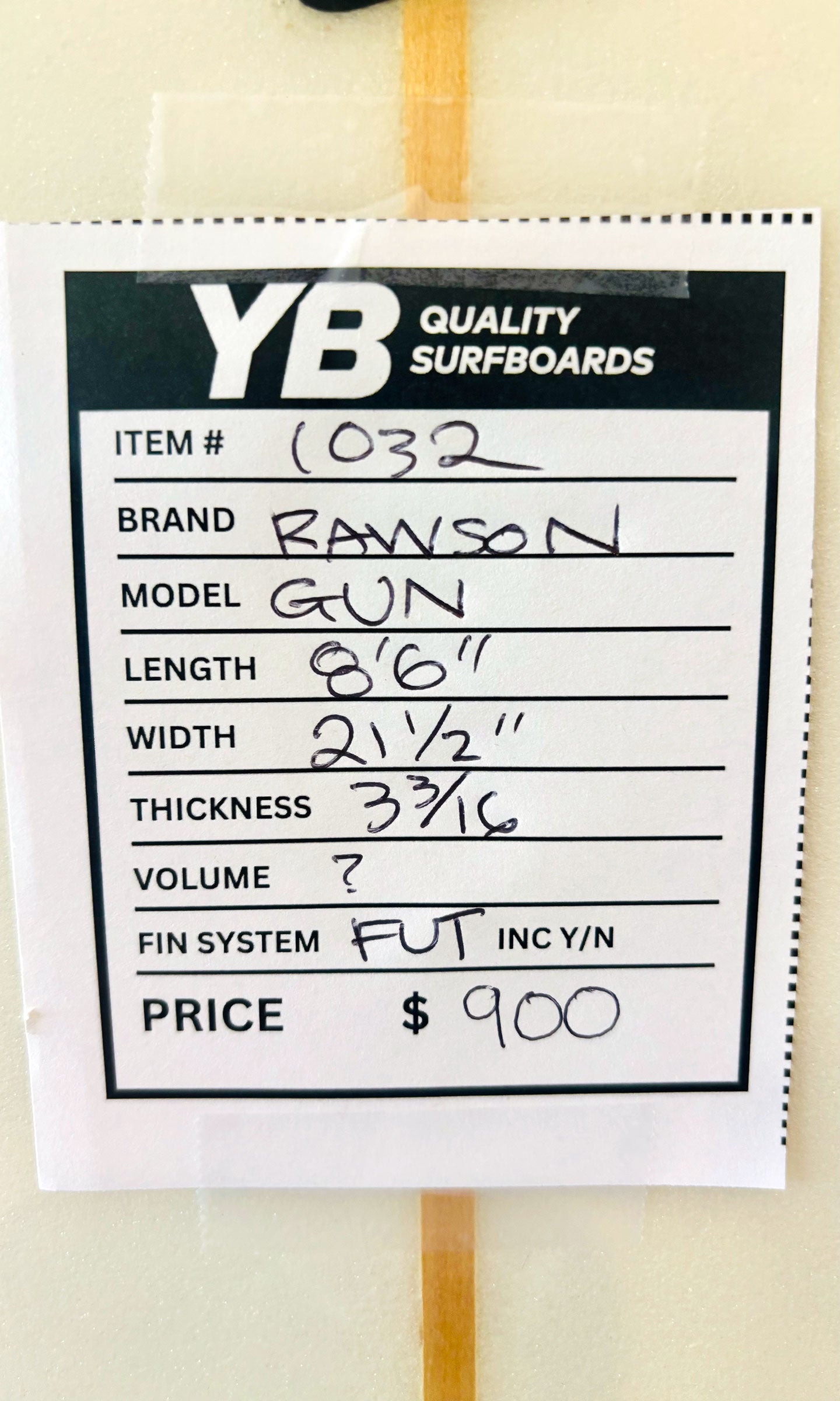 Rawson 8'6" Gun Surfboard