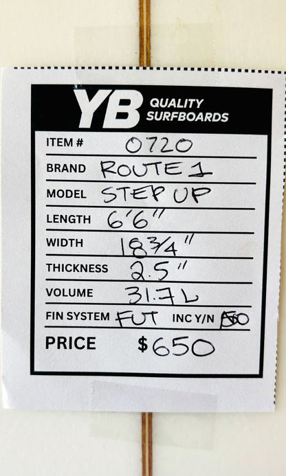 Route One 6'6" 31.7L Step Up New Surfboard
