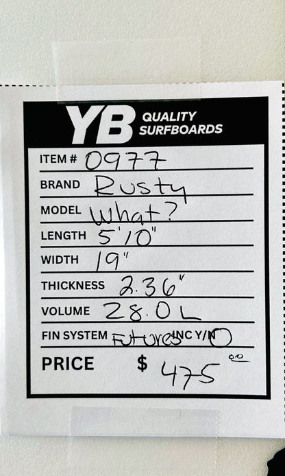 Rusty 5'10" 28L What Used Surfboard