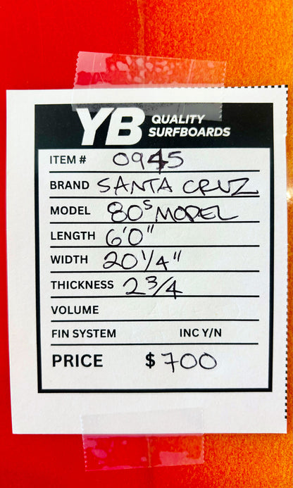 Santa Cruz 6'0" 80s Classic Surfboard shaped by Steve Coletta