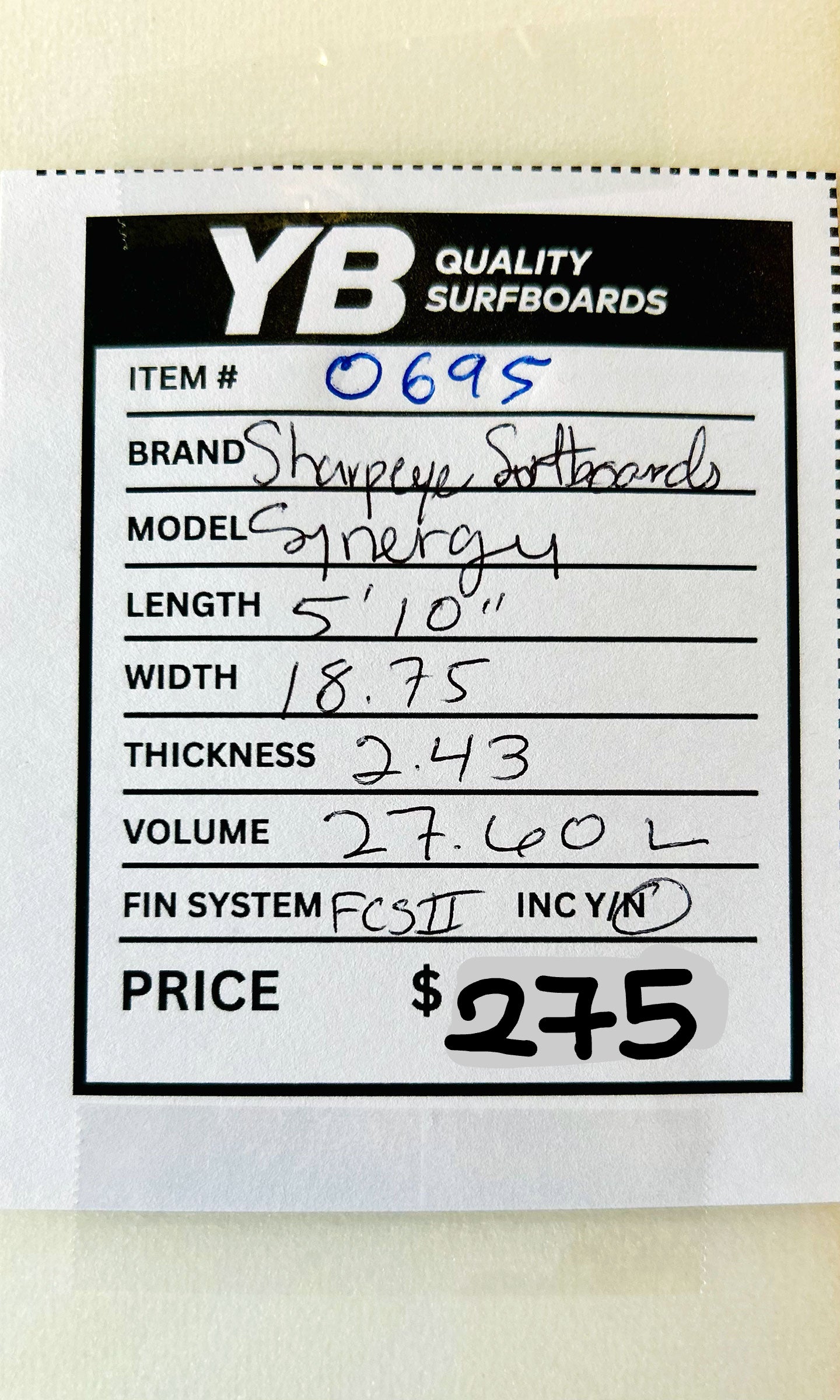 Sharp Eye 5'10" 27L Synergy Used Surfboard
