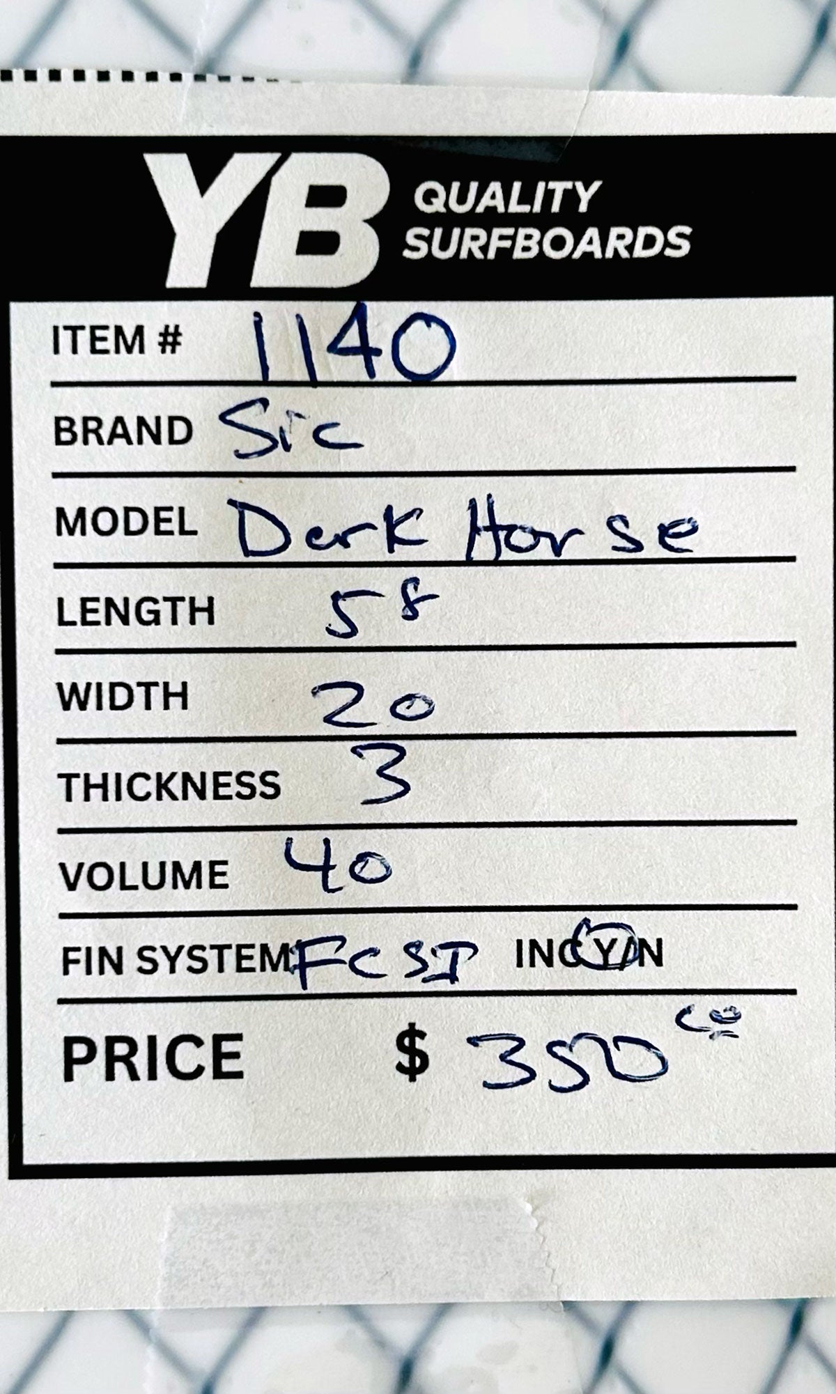 SIC 5'8" 40L Dark Horse Soft Top New Surfboard
