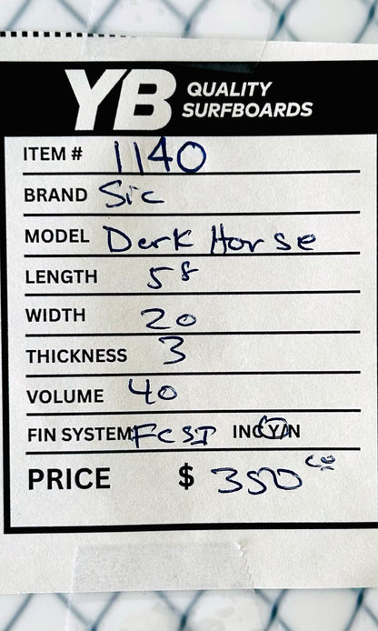 SIC 5'8" 40L Dark Horse Soft Top New Surfboard