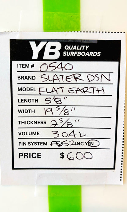 Slater Designs 5'8" 30.4L Flat Earth Surfboard
