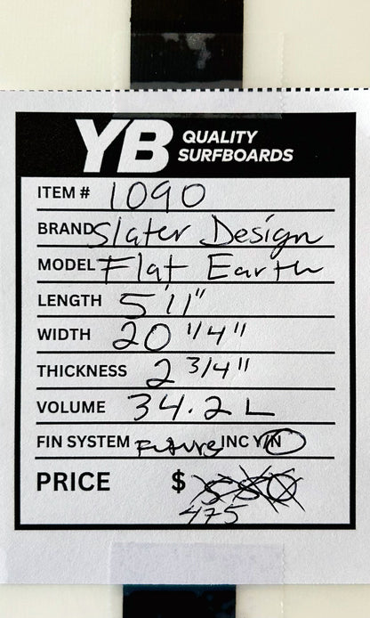 Slater Designs 5'11" 34.2L Flat Earth Used Surfboard