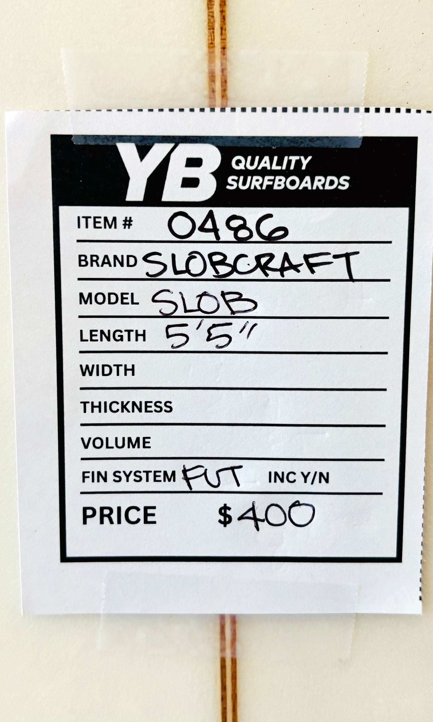 Slobcraft 5'5" 30L Slob Model Surfboard