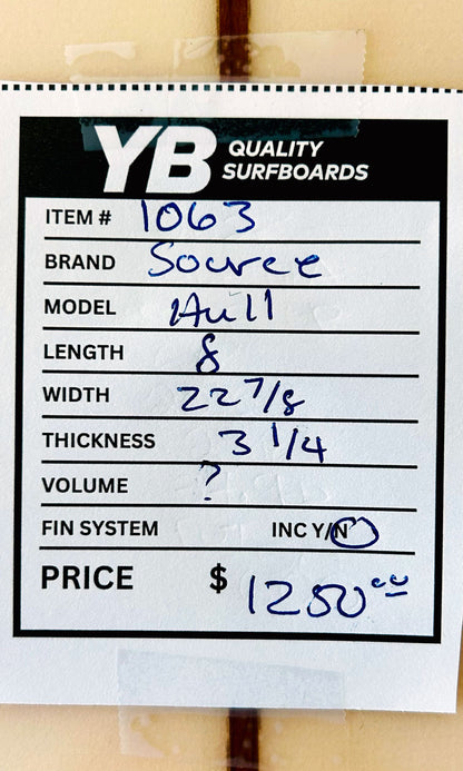 Source 8'0" Hull Used Surfboard