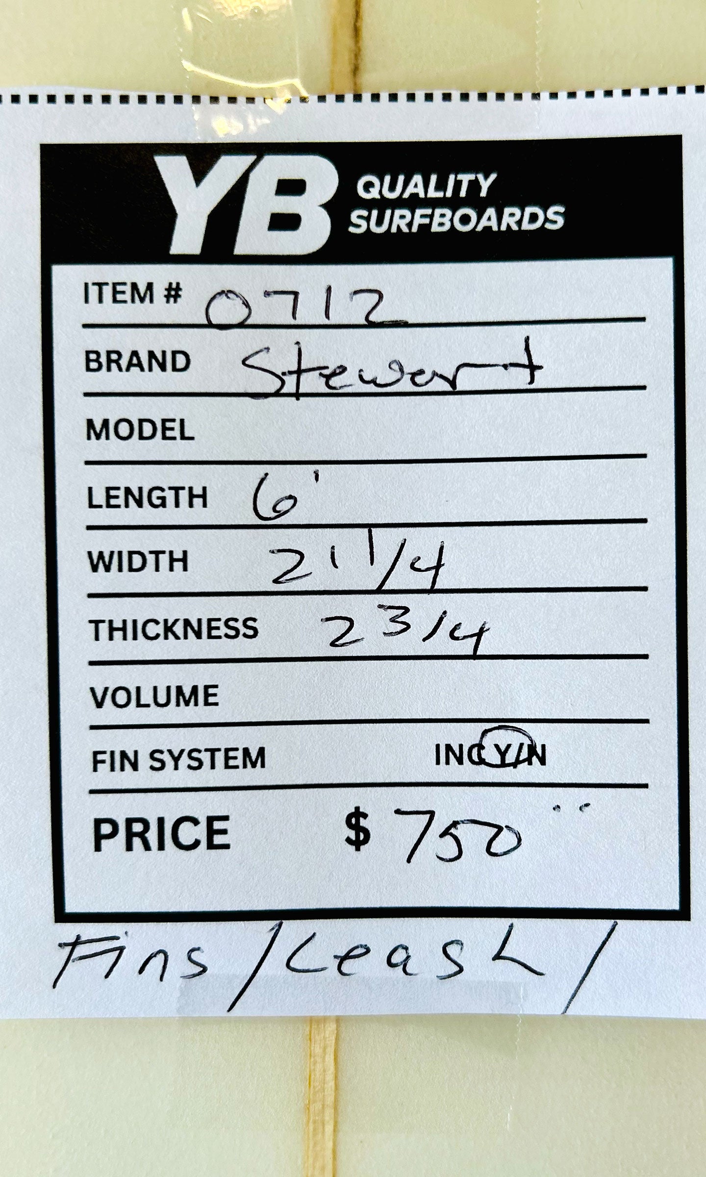 Stewart 6'0" Quad Used Surfboard