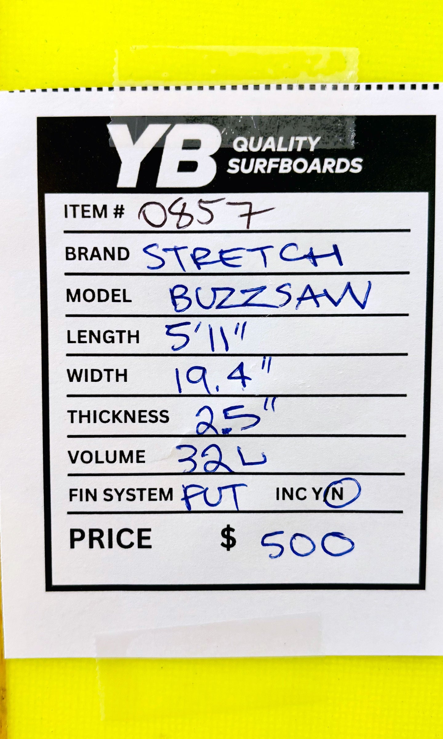 Stretch 5'10" 32L Buzzsaw Used Surfboard