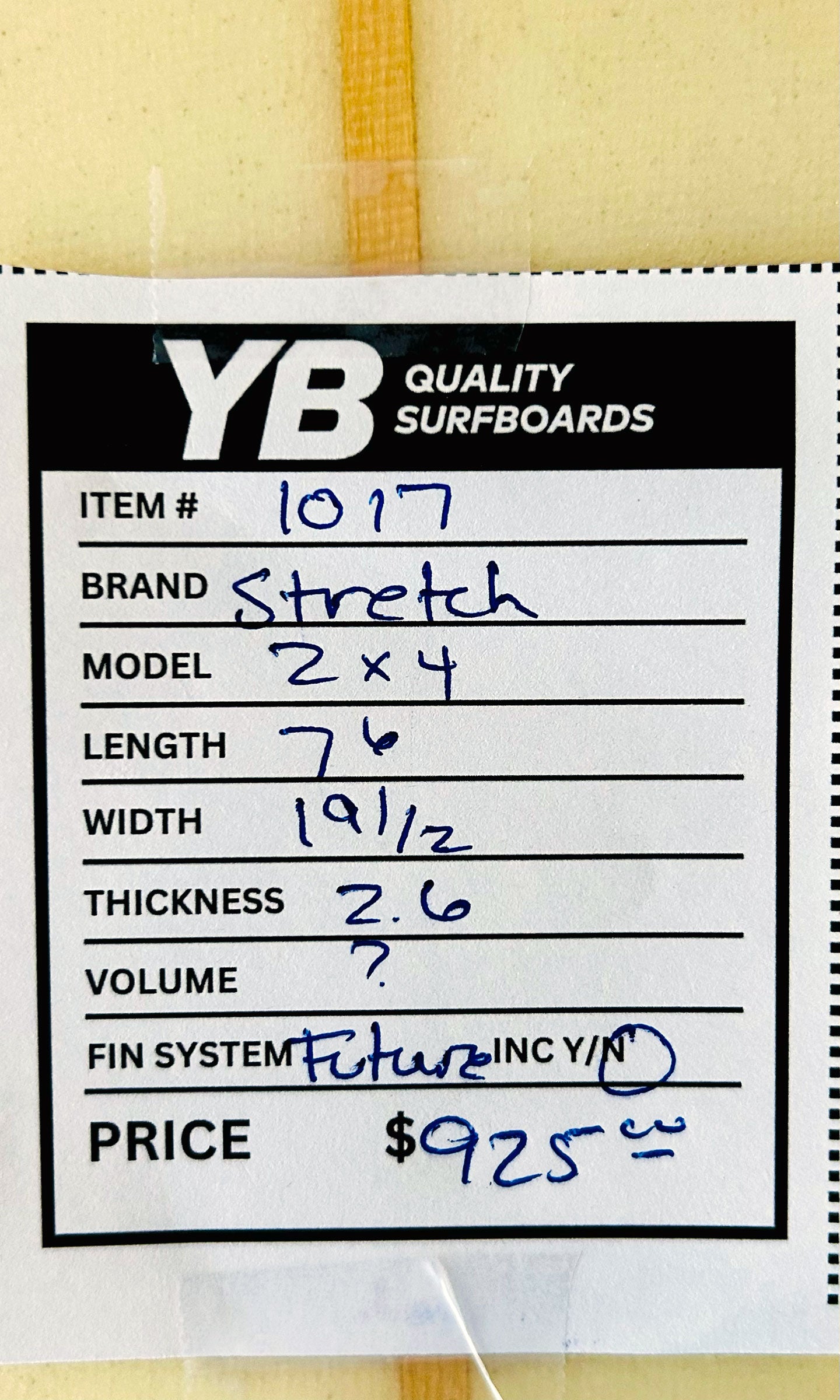 Stretch 7'6" 2x4 Gun Used Surfboard