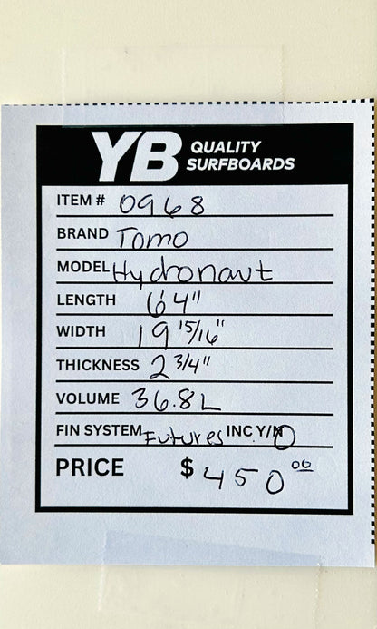 Tomo 6'3" 36.8L Hydronaut Used Surfboard