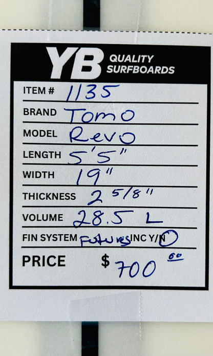Tomo 5'5" 28.5L Revo Used surfboard