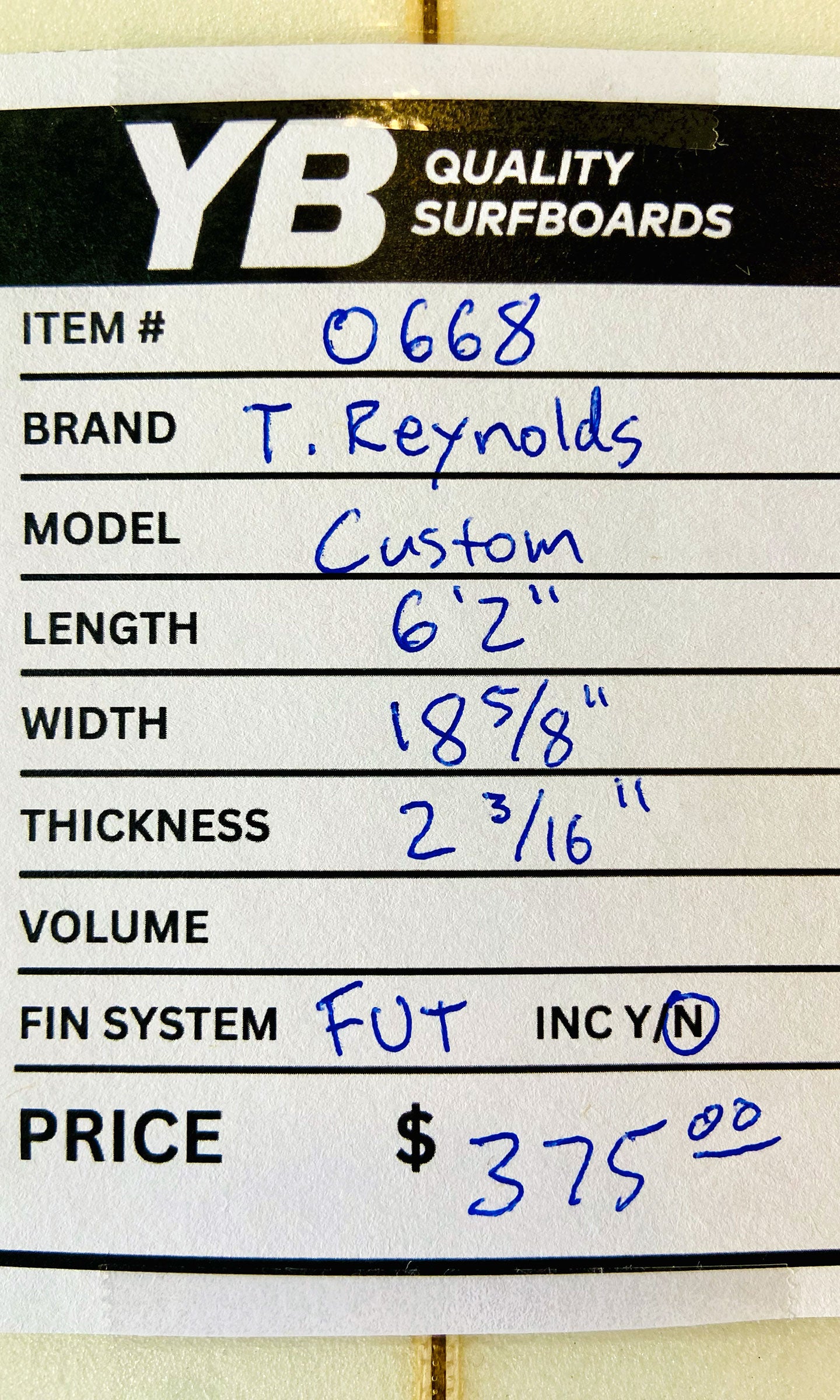 Travis Reynolds 6'2" Custom Surfboard