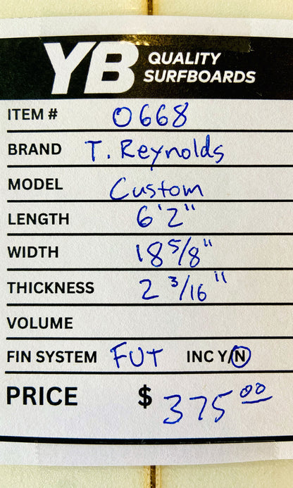 Travis Reynolds 6'2" Custom Surfboard