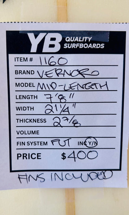 Vernor 7'8" Mid Length Used Surfboard