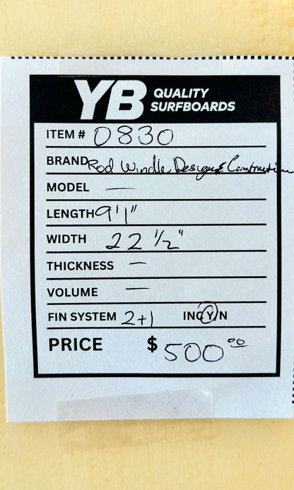 Rod Windle 9'1" Three Stringer Used Longboard